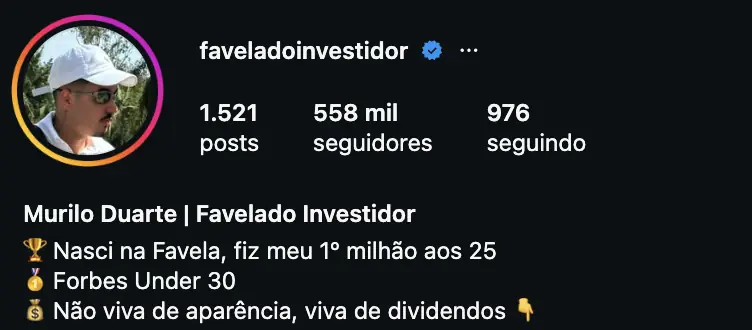 Captura do Instagram de Murilo Duarte