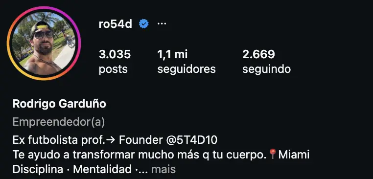 Captura do Instagram de Rodrigo Garduño