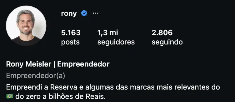 Captura do Instagram de Rony Meisler